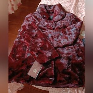 New with tag Top Superior Grade Whole Piece Genuine Mink Fur Coat M Red